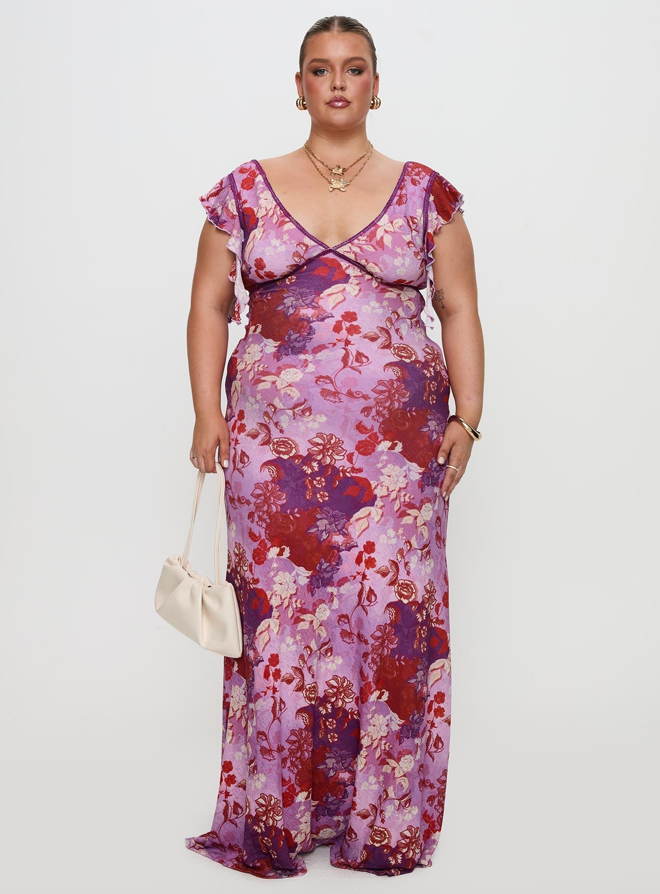 Soleila Maxi Dress Purple Multi Curve