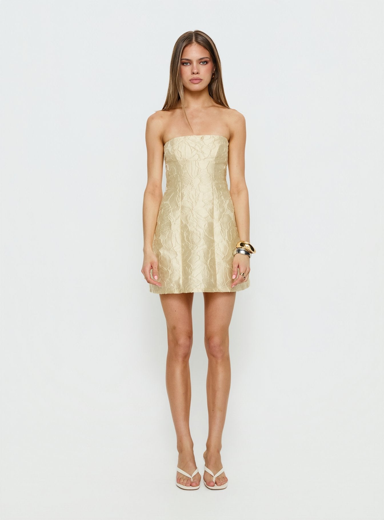 Cross Your Heart Strapless Mini Dress Lemon
