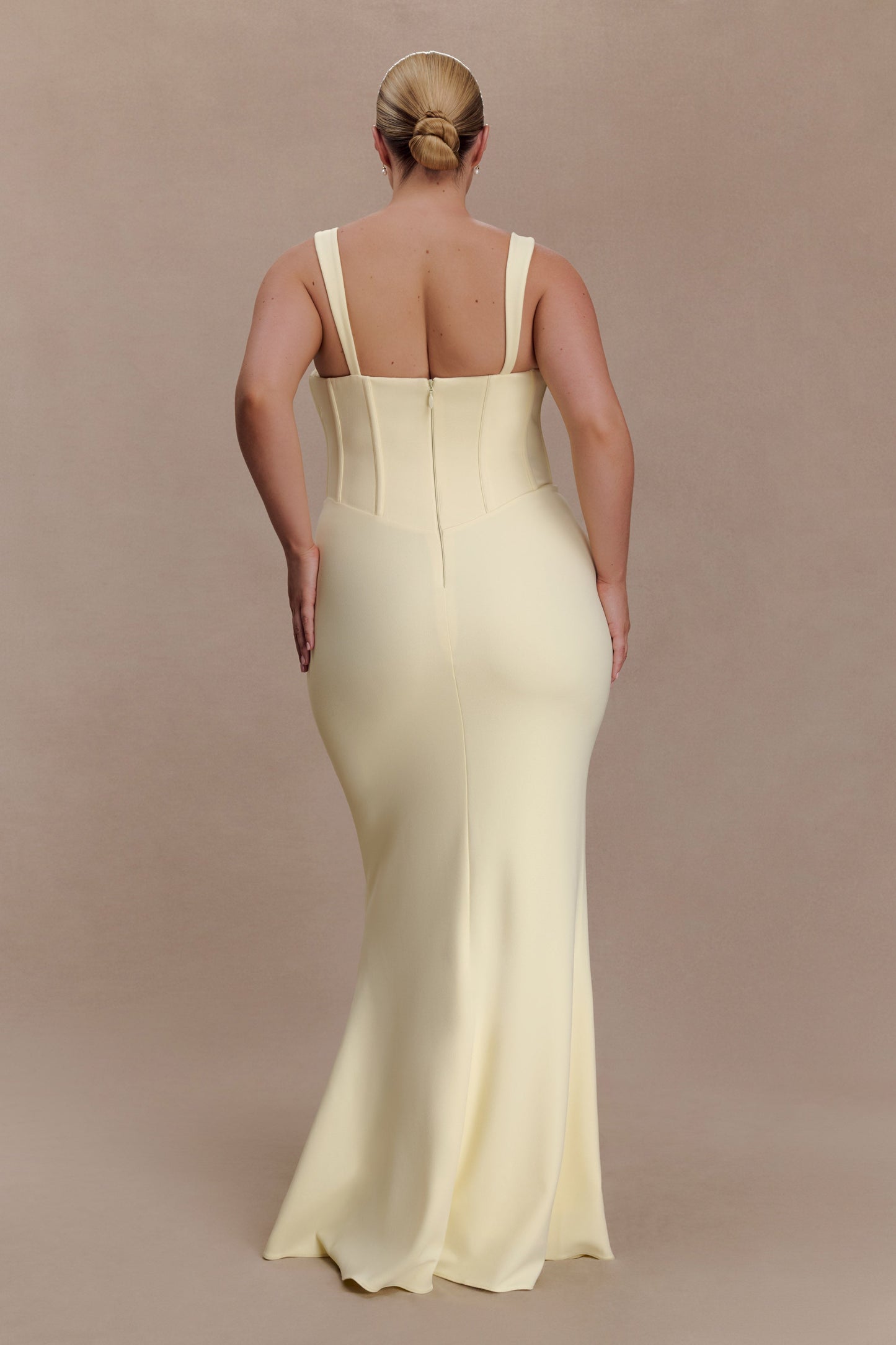 Luella Crepe Corset Maxi Dress - Lemon