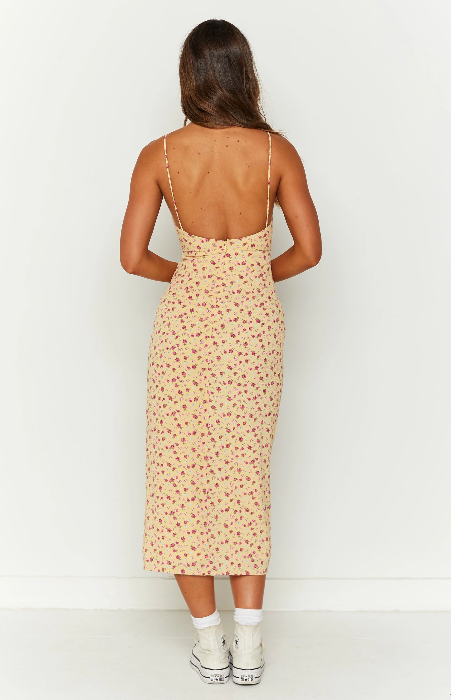 Paloma Yellow Floral Midi Dress